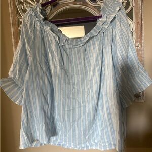 Blue Striped Women's Off-The-Shoulder Top